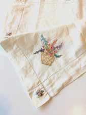 Tovaglia vintage lino ricamata
