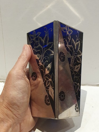 Vaso vetro blu con - in, decori