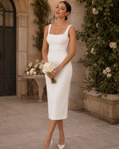 Abito midi tubino - bianco, bhldn