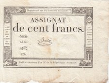 100 francs - 18 Nivose An III - 1795 - Sign. Bouly - Série 5519