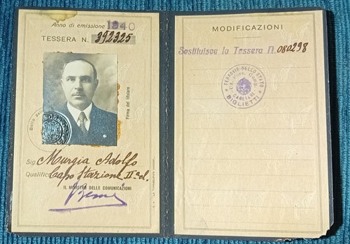 1940 ww2 tessera - 1940, capostazione
