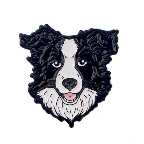 Border collie dog pin badge - border,