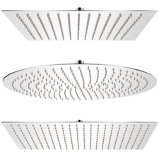 SOFFIONE DOCCIA BAGNO ACCIAIO INOX DESIGN ULTRA SLIM LUCIDO CROMATO SPECCHIO ROT