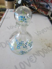 Bottiglia Ampolla di vetro dipinta a mano altezza cm 13 con tappo 