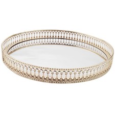 Vassoio Portaoggetti per Gioielli nel  Dorato Specchio nel Vetro Trucc9889