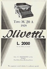 PUB1928 MACCHINA DA SCRIVERE OLIVETTI IVREA TIPO M20 A PAGAMENTI RATE TIPEWRITER