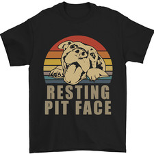 T-Shirt Uomo Riposo Pit Bull Face Divertente Cane Cucciolo 100% Cotone