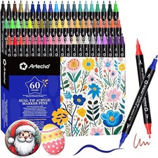 Pennarelli per pittura acrilica Artecho 60 colori pennarelli a doppia punta con pennello