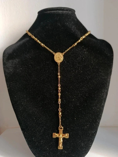 Collana rosario dorata madonna - collana,