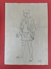 Koloman Moser (fatto a mano) disegno tecnica mista su carta firmato e timbrato