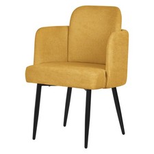 Poltrona da pranzo senape con braccioli e schienale in rattan sedia imbottita