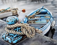 Dipinto marina barca Olio su tela 40x50 idea regalo napoli quadro moderno quadri