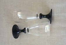 2x bicchieri calici di vetro con base nero 16 x 7 cm regalo bomboniera