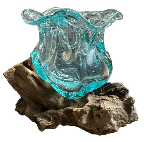 Vaso vetro fuso - , scanalato