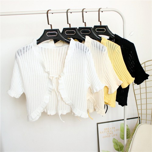 Top corto cardigan maglia - cardigan, in