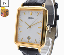 Orologio Quarzo Uomo Vintage 1995 [QUASI NUOVO] SEIKO V732-5A00 Oro 27mm Tank GIAPPONE