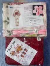 Japanese Yukata+ Yukata Obi, Made in Japan. Nuovo, Size F( taglia unica giapp.)