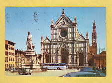 Cartolina Firenze Piazza S.Croce Autobus e auto d'epoca viaggiata 1963
