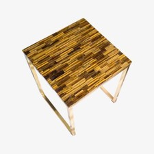 Tavolo In Marmo TigerEye Da 18" Semi Preziosi Fatti A Mano Decorazione Casa