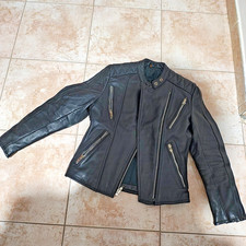 Echtes Leder Vintage Leather Moto Jacket Black Woman slim mis.38