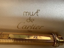 🔴 CARTIER penna sfera Vendome  GODRON placcata oro MC rosso bianco