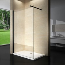 PARETE DOCCIA FISSA WALK IN CRISTALLO 100 120 140 BOX VETRO 8 MM PROFILO NERO