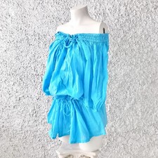 YAMAMAY COPRICOSTUME ABITO VESTITO MARE AZZURRO TURCHESE SPALLE SCOPERTE
