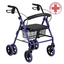 Deambulatore leggero passeggio pieghevole a 6 ruote freni a pressione blu