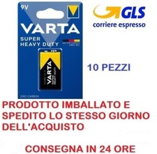 10 x 9v SUPERLIFE BATTERIA ZINCO CARBONE 6f22 350mah 9v VARTA SPEDIZIONE GRATIS