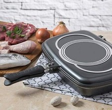 Doppia Padella 32 cm Rivestita in Pietra Lavica con Piastra Antiaderente