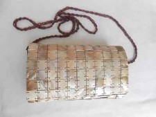Originale vintage borsa quadrati in madreperla colori nei toni del beige/marrone