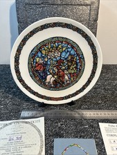 Arceau Limoges Noel Vitrail 1980 Joyeuse Nouvelle Plate with Certificates