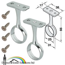 2x supporti centro rotaia guardaroba Hafele per adattarsi a guide rotonde 25 mm + fissaggi viti