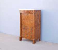 Secretaire scrittoio Impero radicato in olmo, colonna piena, '800 - L 89 cm!