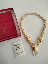 KJL Kenneth Jay Lane testa di leone battente per porta collana sacchetto e scatola