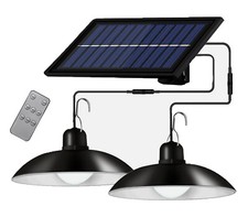 Coppia Lampade a Sospensione Energia Solare Lampadario Faretto Faro Campeggio