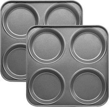Yorkshire Pudding Pan Set di 2, 4 Tazze Antiaderente Muffin Top Pan, Shallow Whoopi...
