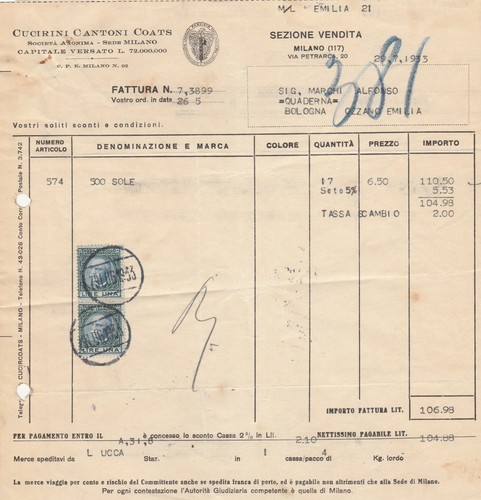 4928 fattura cucirini cantoni - fattura,
