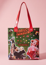 FIORUCCI Vintage Borsa Tote Bag con Stampa Pop Art in PVC Anni 90' 2000' Y2k 
