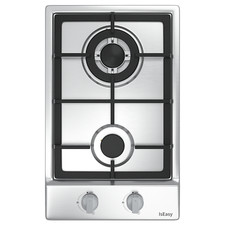 Piano Cottura a Gas 2 Fuochi  Staffa in ghisa 31cm incasso Acciaio inossidabile