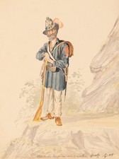 Cacciatori su roccia, 1848, Aq. Biedermeier militare 1800-1849 sconosciuto (XIX secolo)
