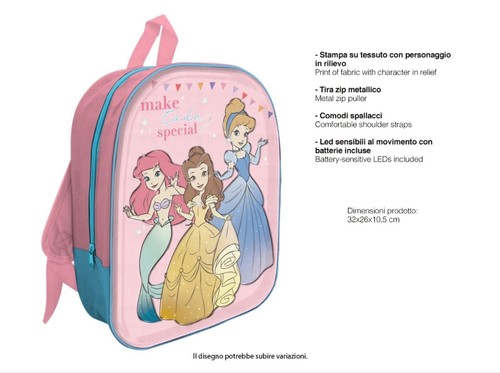 Zaino principesse con led - zaino, in