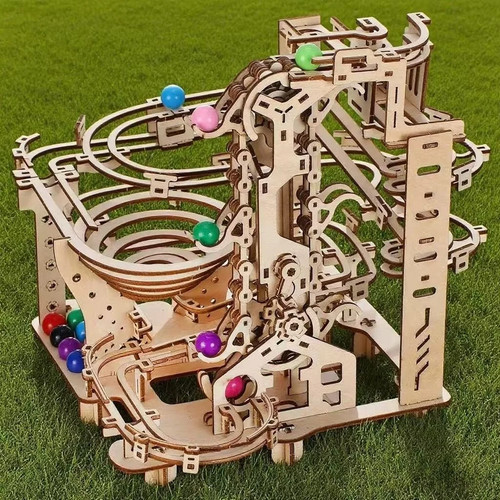 Pista biglie legno - pista, 3d