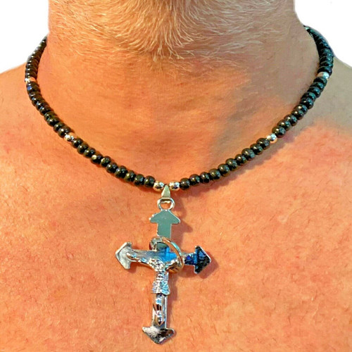 Collana con croce nero uomo - croce,