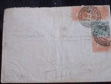 Busta d'epoca francobolli Michetti 5 cent. e 3 di Vittorio Emanuele da 15 cent.