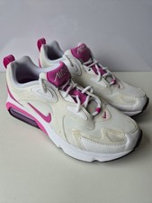 Nike Air Max 200 scarpe da ginnastica bianche rosa fuoco 90 sneakers taglia UK 5,5 EUR 39