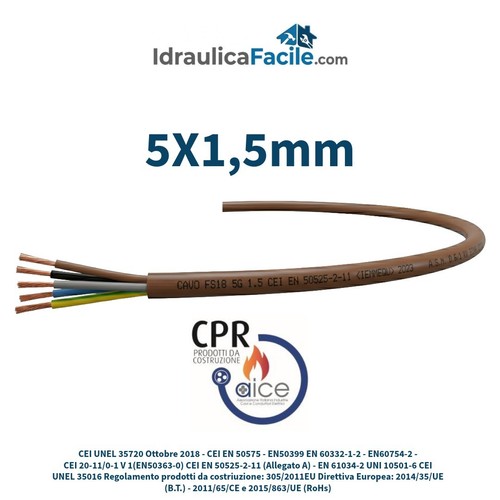 Cavo filo elettrico 5x1 - ,5mm,