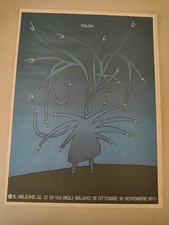 Jean-Michel Folon stampa serigrafica originale Galleria Il Milione, 1970