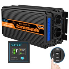 EDECOA Inverter Onda Sinusoidale Pura 1500W DC 12V AC 220V Convertitore LCD USB