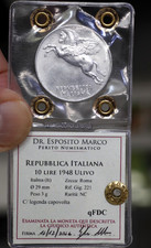 Repubblica italiana 10 lire Ulivo anno 1948 periziata q.FDC. Legenda Capovolta